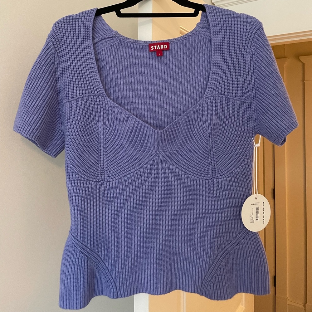 Staud Knit Top with Corset detailing